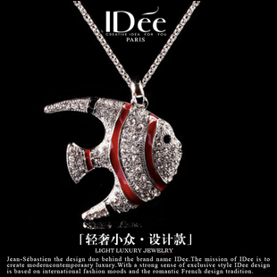 法国IDee鱼毛衣链设计感小众女长款项链配饰宝石2025款时尚配饰品