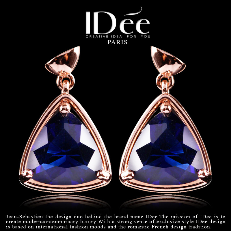 法国IDee宝石耳钉女春夏水晶流苏耳环气质耳坠饰品 个性潮牌耳饰