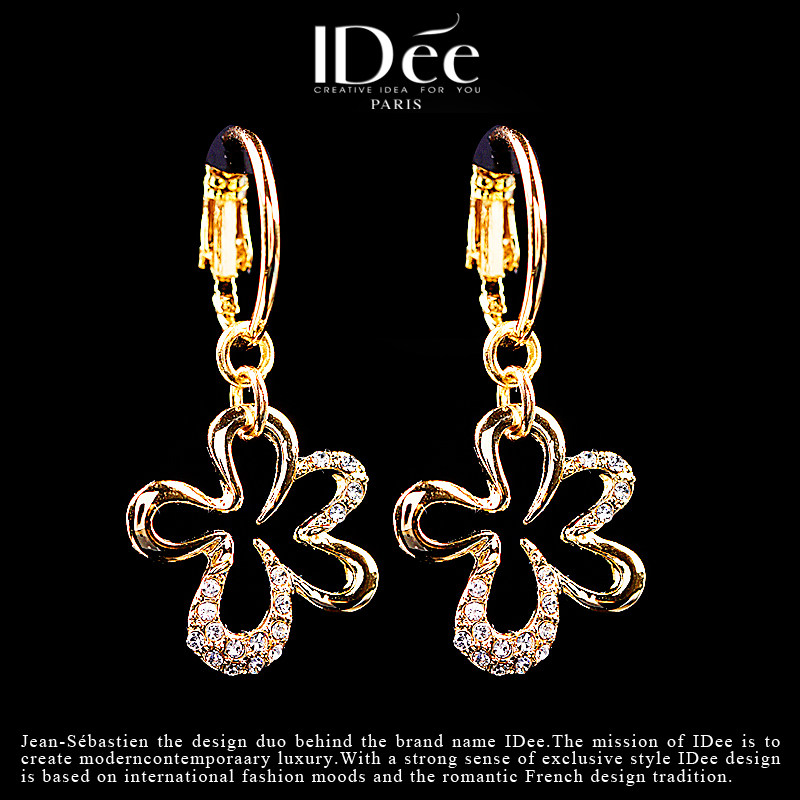 法国IDee花朵耳坠女时尚简约耳饰欧长款美配饰夸张个性显脸瘦耳环