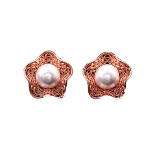 法国IDee镂空星星耳钉女 百搭潮流时尚玫瑰金轻奢小众珍珠配饰品