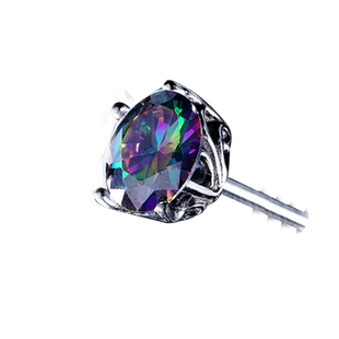 法国IDee潮牌耳钉男女同款嘻哈时尚925银单只纯银彩蓝宝石耳饰品