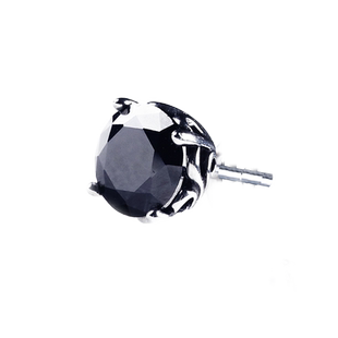 法国IDee潮牌泰银耳钉男女嘻哈情侣个性925银耳单只黑宝石饰品