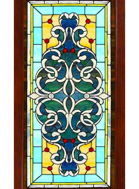 定做钢化厂家艺术玻璃玄关隔断屏风柜门芯吊顶欧式现代蒂凡尼蓝色