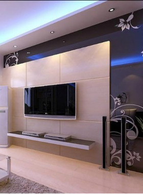 定做烤漆钢化玻璃电视餐厅背景墙桌面7字型艺术玻璃 红色底白花藤