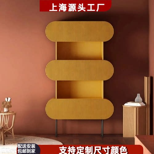 意式极简钢琴烤漆实木多层书架