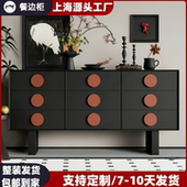中古风烤漆斗柜实木餐边柜入户靠墙玄关收纳柜现代简约电视柜定制