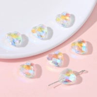 ❥Хит продаж 20 # Сердце | Бусины стеклянные хрустальные 12х12мм, диаметр около 1мм, цвет белый AB, примерно 5 шт./упак.