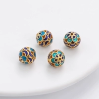 26 # отверстие зеленое | Медные россыпные золотые бусины-проставки с каплями масла, круглые бусины диаметром 10 мм, диаметр отверстия около 1 мм 1 шт./пакет