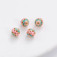 21# Розовый Зеленый | Бусины-спейсеры медные, позолоченные, масляные, круглые 8мм, диаметр отверстия около 1мм, 1 шт./пакет