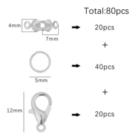 Комплект, аксессуары, 12мм, 20 шт, 0.7×5мм, 40 шт, 4x, x7, 7мм, 20 шт, 80 шт