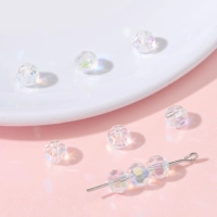 7#32 граненые шариковые бусины | Бусины стеклянные хрустальные 6х5мм, диаметр отверстия около 1мм, цвет белый AB, примерно 20 шт./упак.