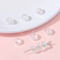 ❥Хит продаж 13# круглые и плоские бусины | бусины стеклянные хрустальные 8х5мм, диаметр отверстия около 1мм, цвет белый AB, в упаковке около 10 шт./пакет