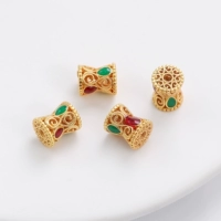 34# красный и зеленый | Медный песок, золотые капли, резные масляные бусины с бриллиантами-прокладками, бусины-барабаны, 8x10 мм, диаметр отверстия около 1,5 мм 1 шт./упак.