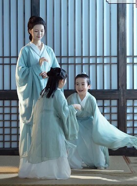 六一清平调魏晋风交领大袖襦裙古装直裾汉服与凤行同款汉服亲子装