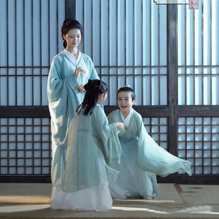 六一清平调魏晋风交领大袖襦裙古装直裾汉服与凤行同款汉服亲子装