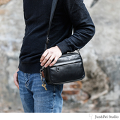 横款 日系真皮单肩包 男士 xmyb 极简纯色头层牛皮柔软 休闲斜挎包