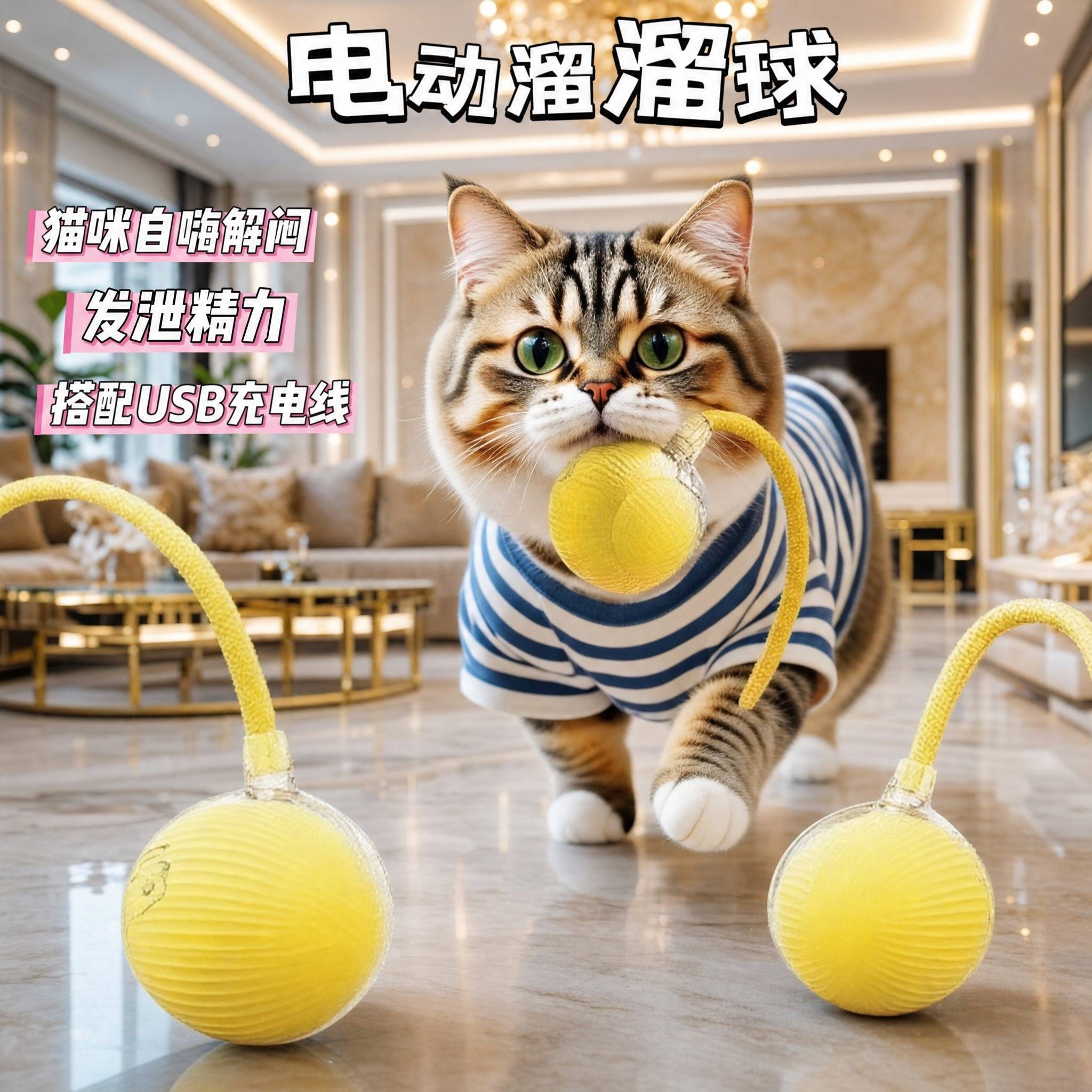 智能电动橡胶球宠物互动自嗨