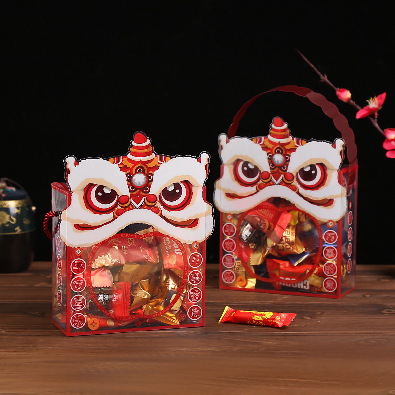 新年元宵节百天礼物包装盒春节空盒子糖果零食玩具手提透明礼盒
