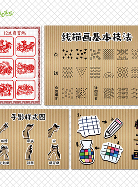 美工区主题墙环创贴纸点线画