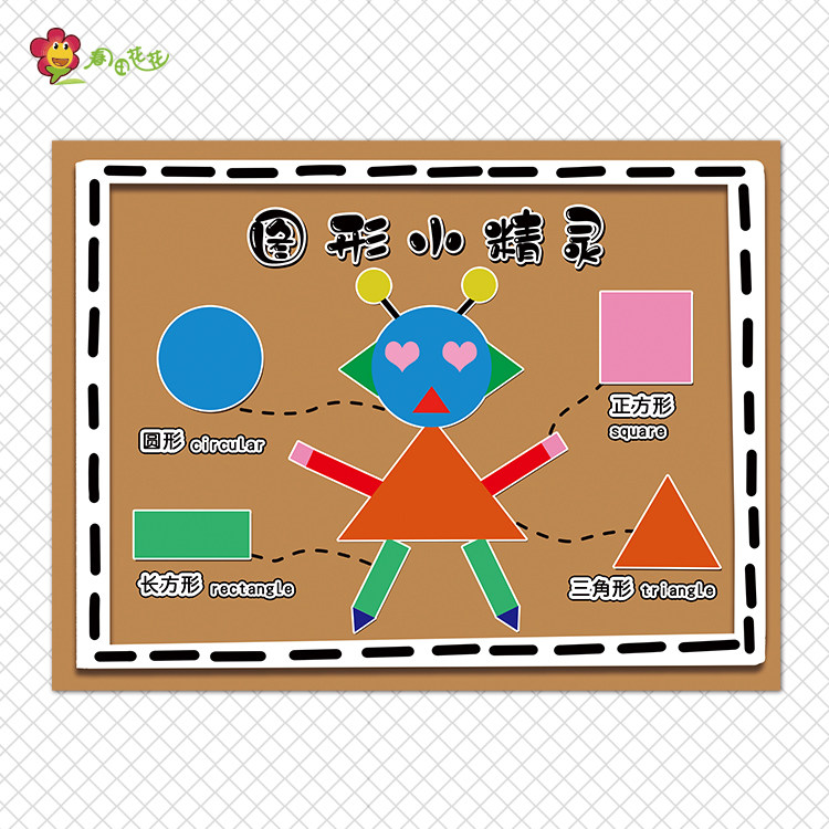幼儿园科学区认识图形主题环创墙布置图形小精灵生活中的图形组合