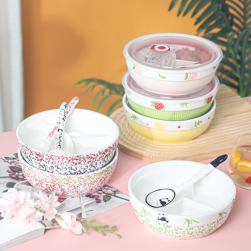 釉下彩陶瓷圆形分格餐盘