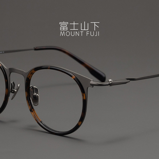 155mm大脸眼镜框男款超轻纯钛眼镜架近视可配男士气质复古大圆框