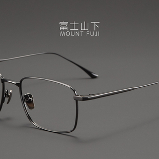如日方升 日本超轻纯钛女银色近视气质方框文艺潮 眼镜框镜架男款
