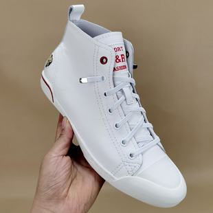 2024秋冬季真皮高帮鞋男透气板鞋运动休闲小蜜蜂小白鞋高邦皮鞋男