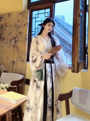 【正版声明】2026春夏季重工设计国风提花印花连衣裙长裙腰封套装