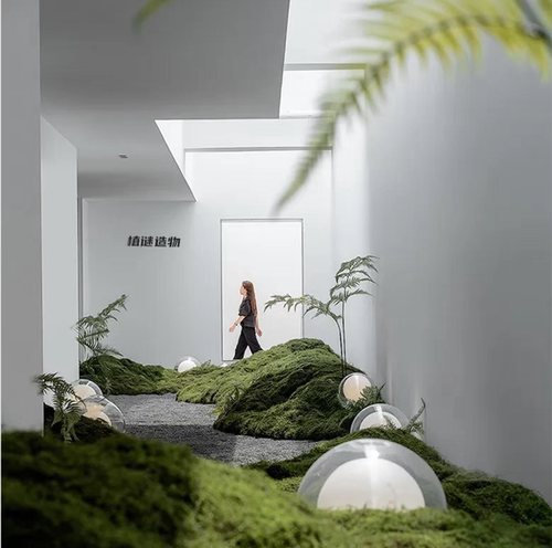 室内造景落地灯仿真绿植苔藓楼梯门口景观压克力球中球防水草平灯