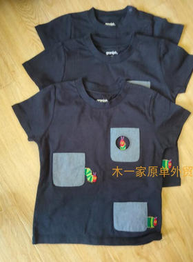 潮牌 夏季款深蓝色口袋刺绣款短袖T恤 男童女童  满58包邮