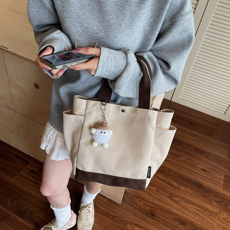 小众帆布包女出门上班小拎包通勤托特包2025新款百搭饭盒手提包