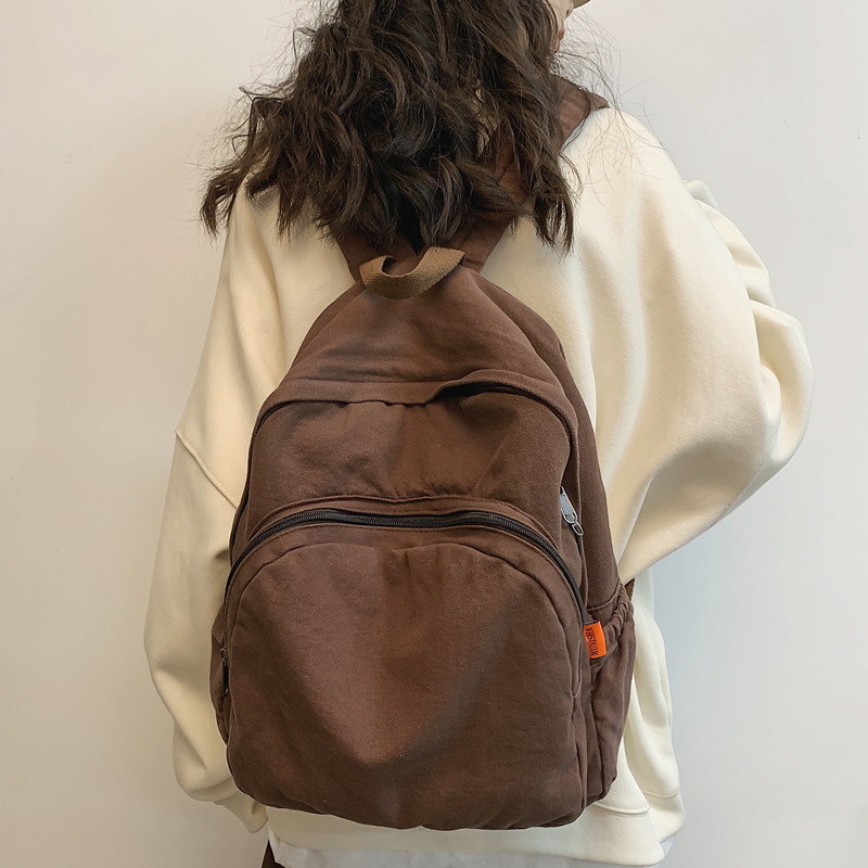 书包女大学生慵懒风复古森系文艺帆布双肩包女2025新款韩版高中生