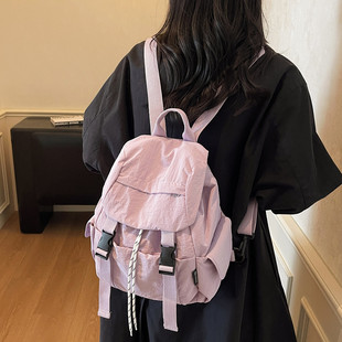 ins抽绳迷你双肩包女2025新款百搭轻便旅行背包小型通勤包手拎包