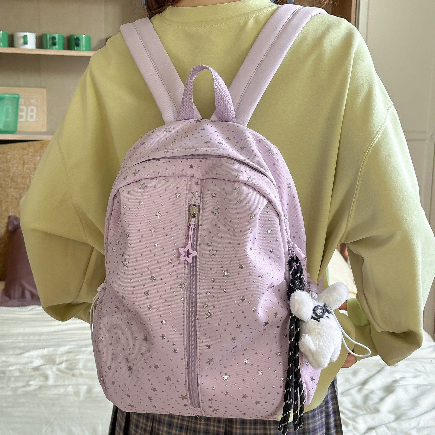 轻便清新纯色双肩包女韩版百搭书包女生大学生初中生休闲双肩背包,箱包皮具/热销女包/男包,双肩背包,淘宝优惠券,粉丝福利购,淘宝优惠卷