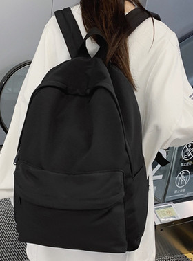 无印书包女大学生韩版ins大容量简约纯色背包初中高中生双肩包男