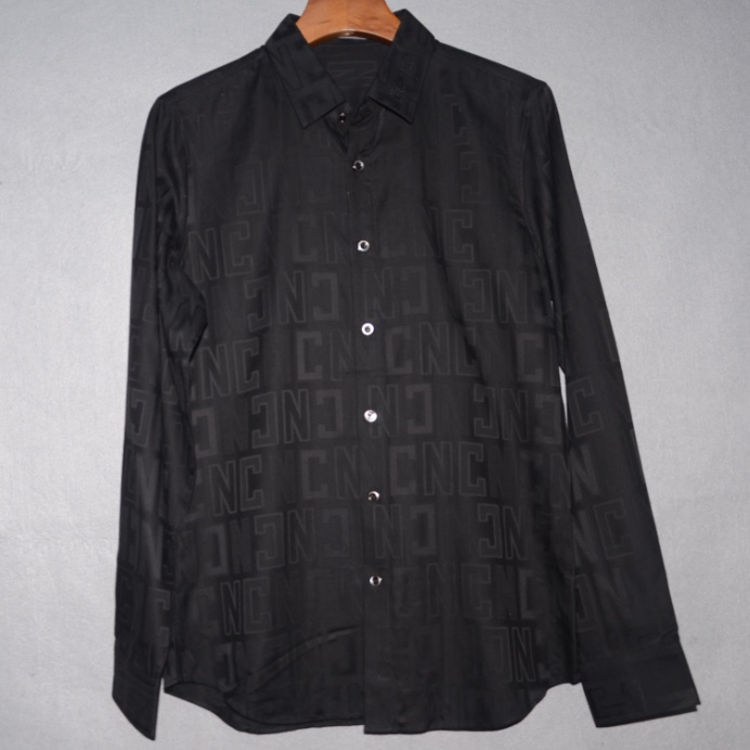 C男装春夏翻领长袖衬衫 时尚字母提花开胸衫 潮牌上班黑衬衣249,男装,衬衫,淘宝优惠券,粉丝福利购,淘宝优惠卷