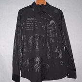 春夏翻领长袖 衬衫 时尚 C男装 大LOGO印花开胸衫 潮牌黑休闲衬衣402