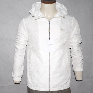 CA男装春秋连帽薄夹克衫 时尚品牌提花茄克衫 潮牌白色外套2890