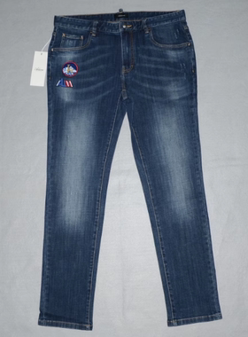 A（35.40男装秋冬牛仔裤 时尚绣花休闲长裤 潮牌弹力修身裤子3693