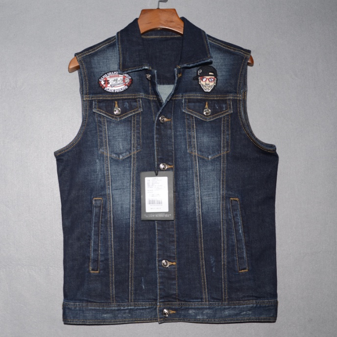 P+P男装春秋翻领牛仔衫马甲 时尚LOGO绣花背心 潮牌无袖外套坎肩,男装,常规马甲,淘宝优惠券,粉丝福利购,淘宝优惠卷