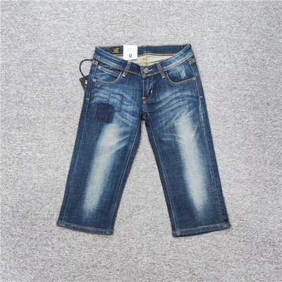 休闲七分常规棉弹夏季牛仔裤