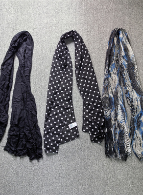 外贸原单 春秋薄款百搭窄长女围巾 波点披肩围脖保暖两用