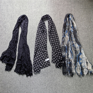 外贸原单 春秋薄款百搭窄长女围巾 波点披肩围脖保暖两用