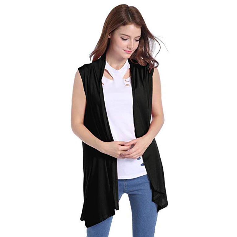 欧美简洁风大码女装百搭系绳收腰显瘦空调衫上衣宽松披肩马甲开衫