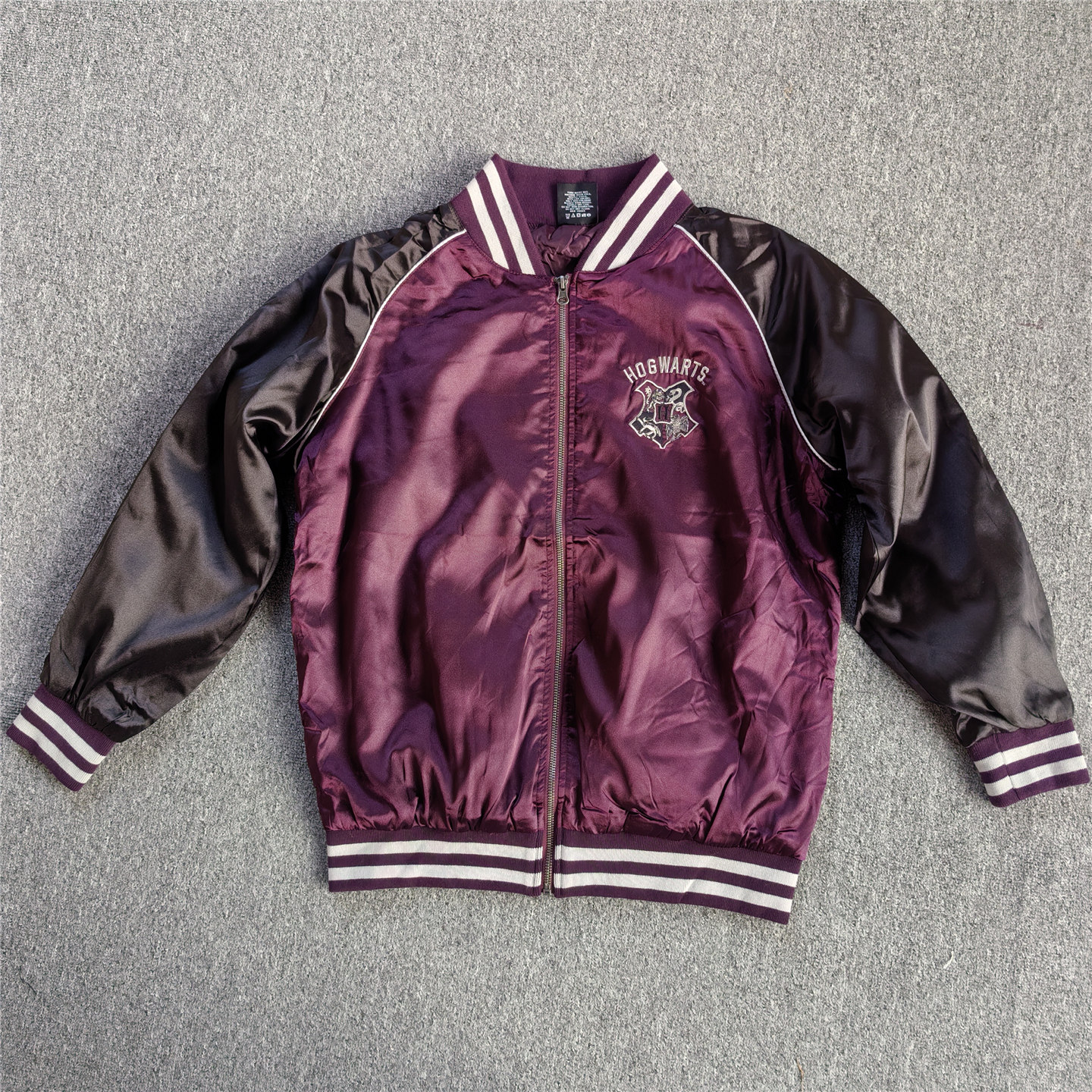 外贸春季夹棉缎面刺绣夹克女外套 宽松休闲长袖棒球运动服女 薄款