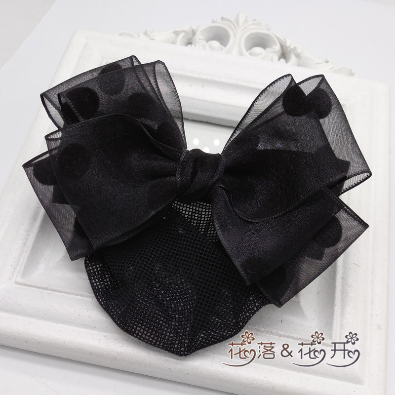 高级感波点欧根纱护士头花盘发网