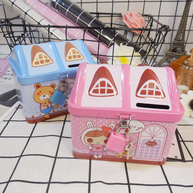 房屋存钱罐可爱小号个性女孩家用男孩幼儿小学生铁皮盒储钱罐带锁在类目 节庆用品/礼品, 创意礼品, 储蓄罐中 - 来自Buy2taobao.com提供专业的淘宝代购服务