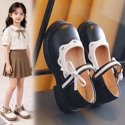 童鞋女童黑色小皮鞋2026春季款洋气软底小女孩公主鞋英伦风乐福鞋