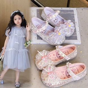 女童公主皮鞋春秋2026儿童拉布布酷乐米水晶宝宝新款鞋子单鞋软底